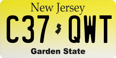 NJ license plate C37QWT