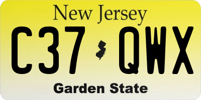 NJ license plate C37QWX