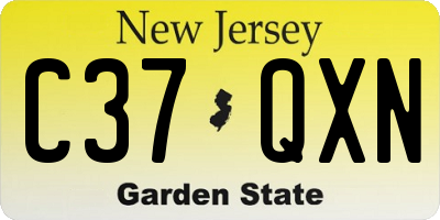 NJ license plate C37QXN