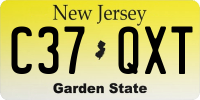 NJ license plate C37QXT