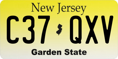 NJ license plate C37QXV