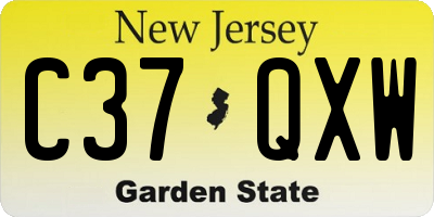 NJ license plate C37QXW