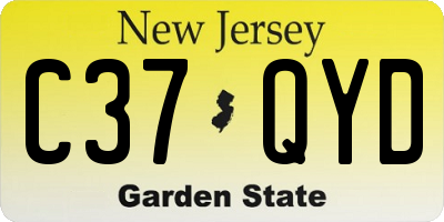 NJ license plate C37QYD