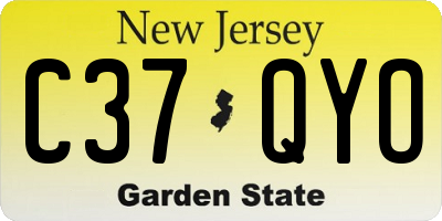 NJ license plate C37QYO