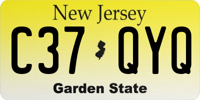 NJ license plate C37QYQ