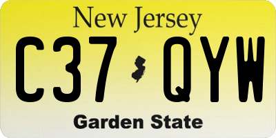 NJ license plate C37QYW