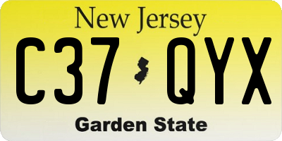 NJ license plate C37QYX