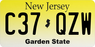 NJ license plate C37QZW