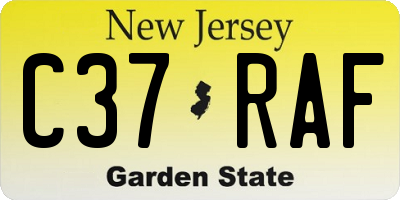 NJ license plate C37RAF