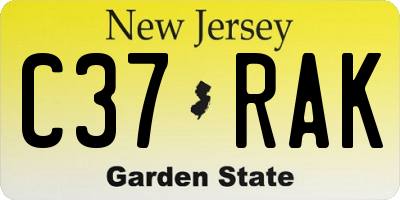 NJ license plate C37RAK