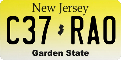 NJ license plate C37RAO
