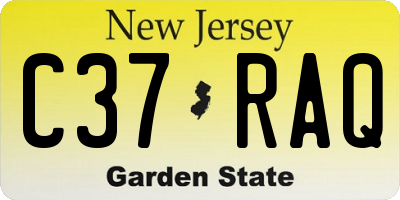 NJ license plate C37RAQ