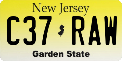 NJ license plate C37RAW