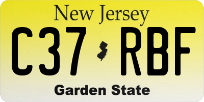 NJ license plate C37RBF