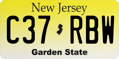 NJ license plate C37RBW