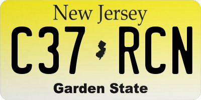 NJ license plate C37RCN