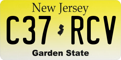 NJ license plate C37RCV