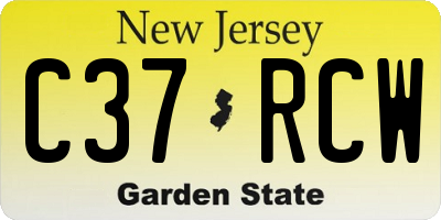NJ license plate C37RCW