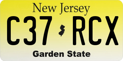 NJ license plate C37RCX