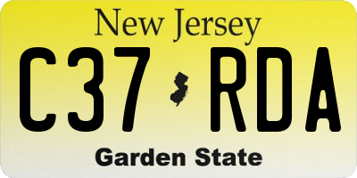 NJ license plate C37RDA