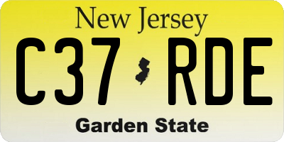 NJ license plate C37RDE