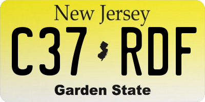 NJ license plate C37RDF