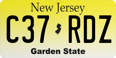 NJ license plate C37RDZ