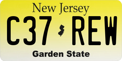 NJ license plate C37REW