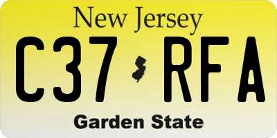 NJ license plate C37RFA