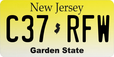 NJ license plate C37RFW