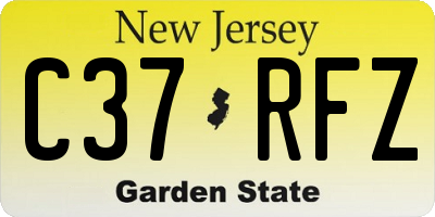 NJ license plate C37RFZ