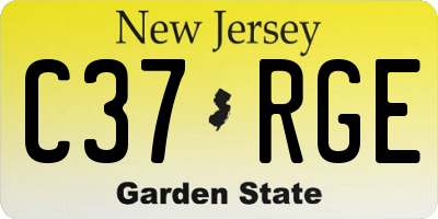 NJ license plate C37RGE