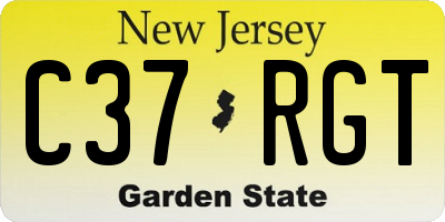 NJ license plate C37RGT