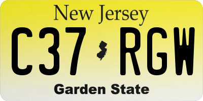 NJ license plate C37RGW