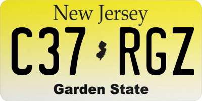 NJ license plate C37RGZ
