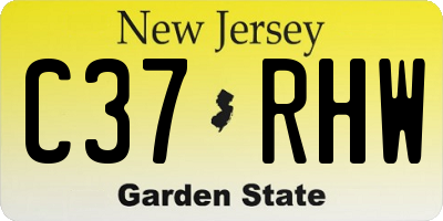 NJ license plate C37RHW