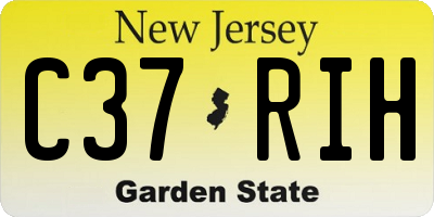 NJ license plate C37RIH
