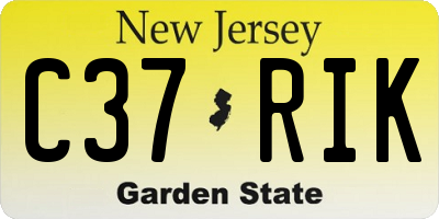 NJ license plate C37RIK