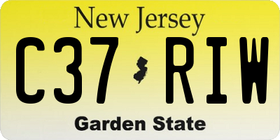 NJ license plate C37RIW