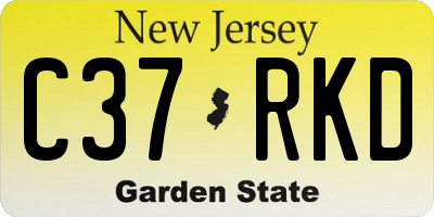 NJ license plate C37RKD