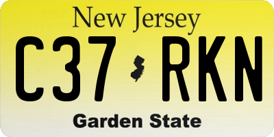 NJ license plate C37RKN