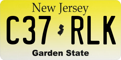 NJ license plate C37RLK