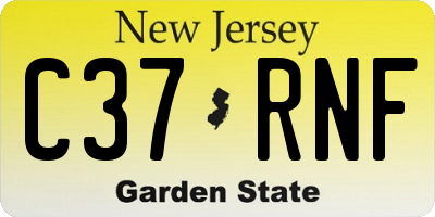NJ license plate C37RNF
