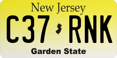 NJ license plate C37RNK