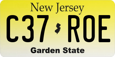NJ license plate C37ROE