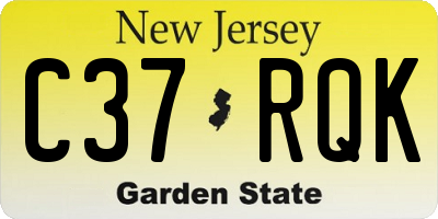 NJ license plate C37RQK