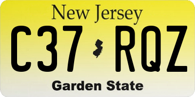 NJ license plate C37RQZ