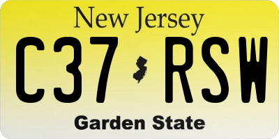 NJ license plate C37RSW
