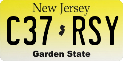 NJ license plate C37RSY