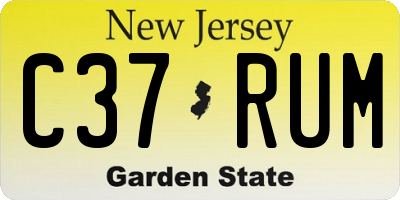 NJ license plate C37RUM